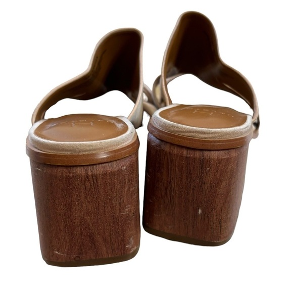 Halston Riley Owen Suede Beige Sandals Heels Women’s 7 1/2 Beach Summer Wedding - Picture 5 of 16